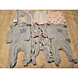 Lot Of 6 Lightweight Pjs Pajamas Sizes 0-3 3 Months  Girls Carters Animals